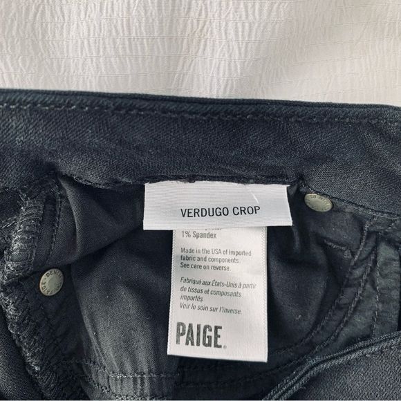 PAIGE Verdugo Crop Black Denim Jeans VGUC 27 - Picture 4 of 5